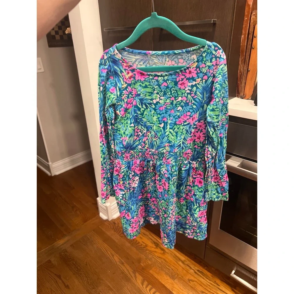 Lilly Pulitzer Girls Mylah‎ Mini Dress Smocked Printed Cotton medium 6-7 nwot
